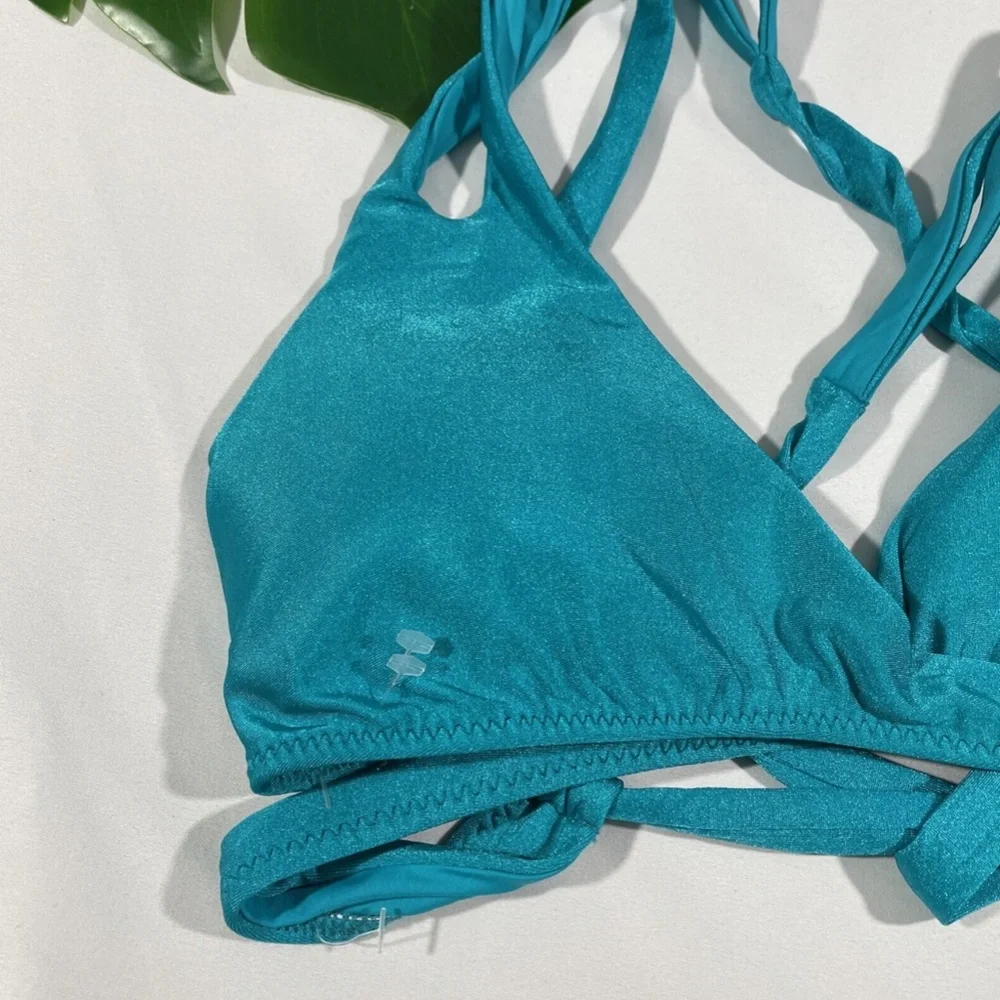 NEW $68 Becca‎ Shimmer Wrap Bikini Top In Arcadia [ SZ Large ]